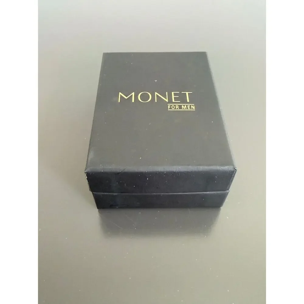 Vintage Monet for Men leather & metal keychain in its original branded box